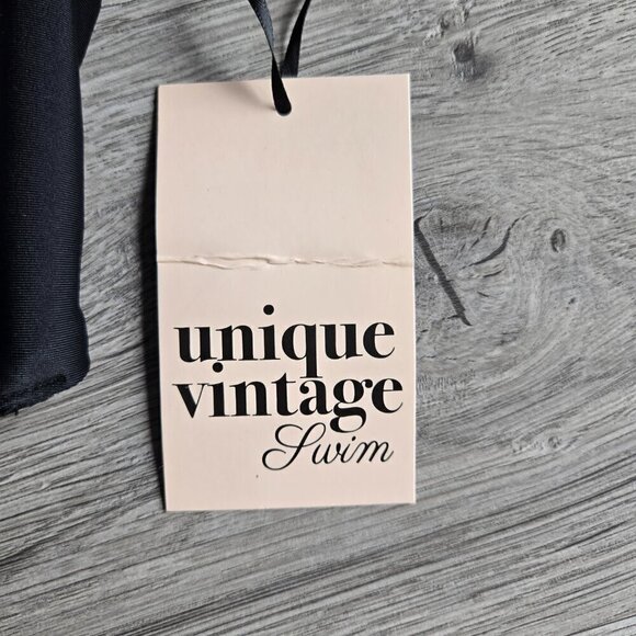 Unique Vintage Retro 50s Bikini Swim Top Small Black White NWT Old Hollywood Mod - Picture 4 of 5